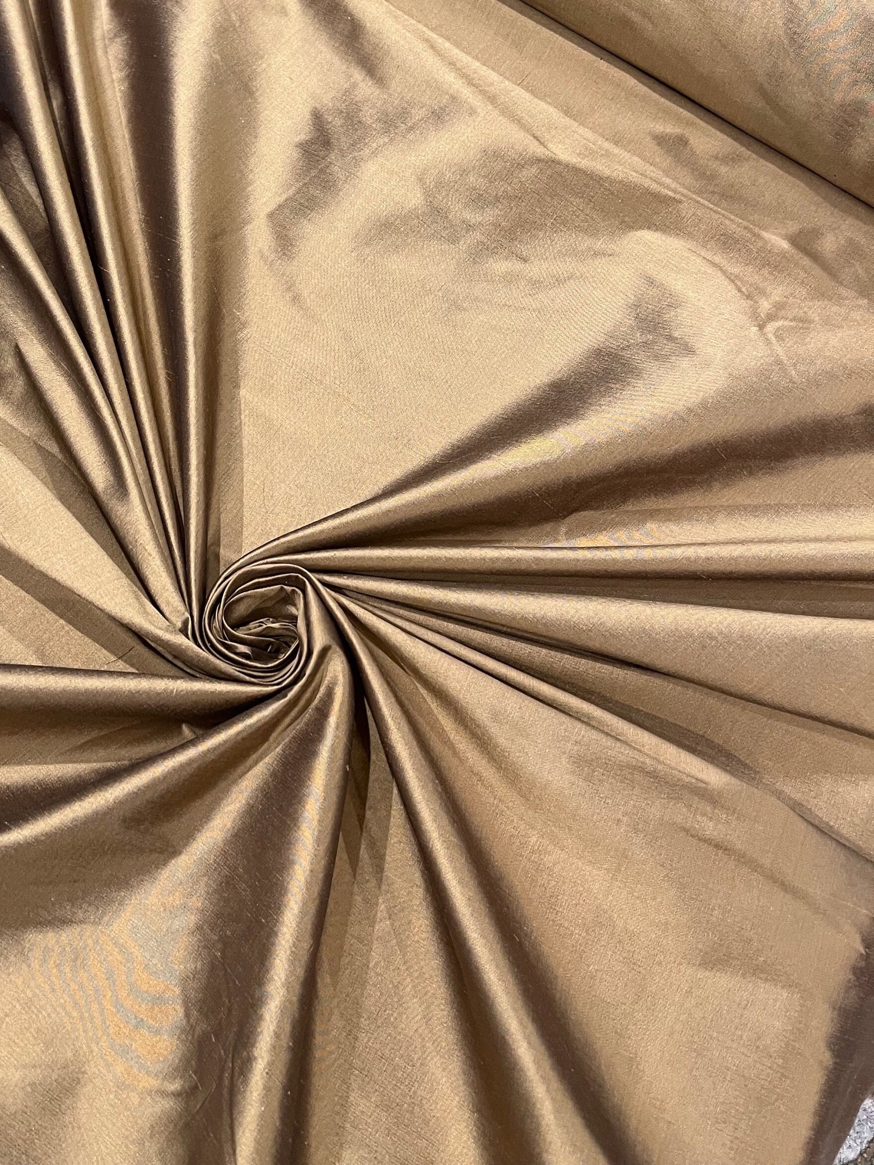 Fabric: Bronze Gold Silk Shantung, for Apparel and Home Decor, 54