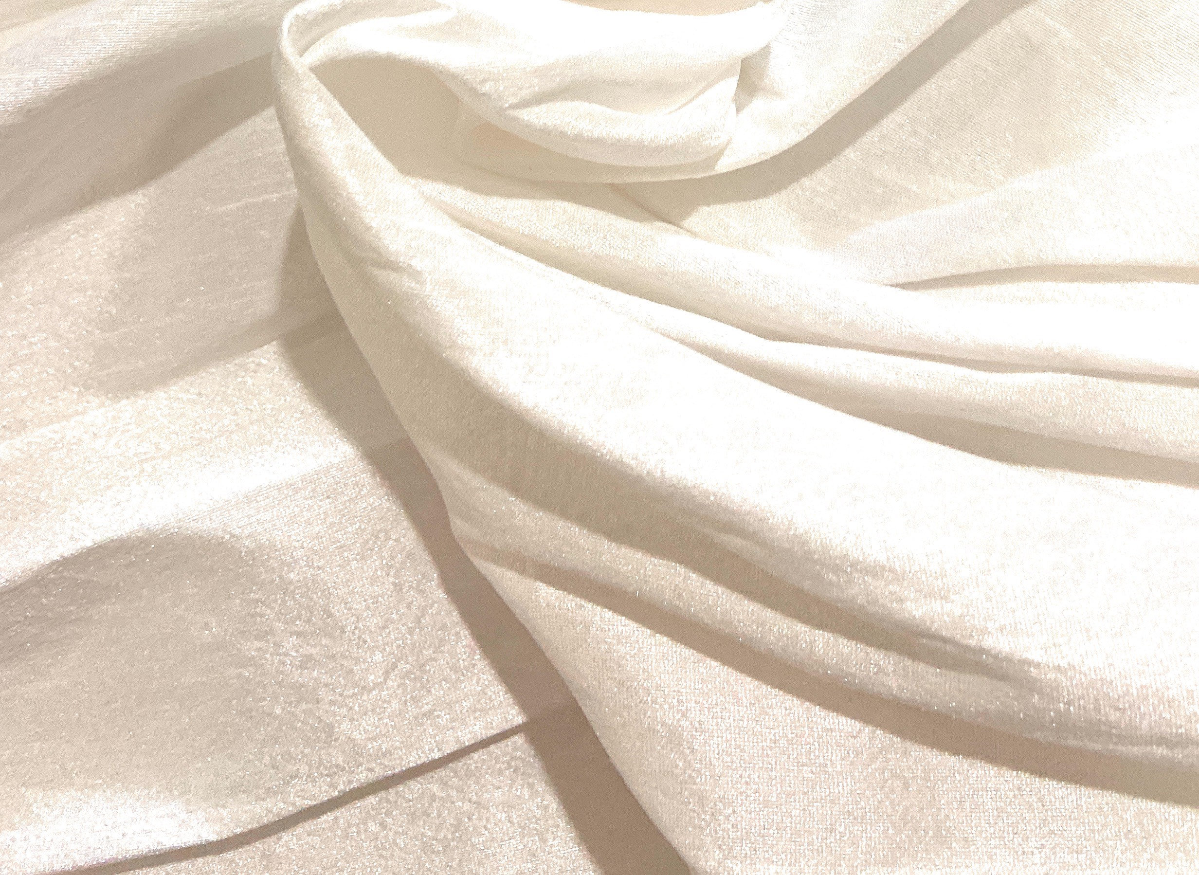 Poly Silk Shantung Fabric 54 Wide. Beautiful Ivory Color. Sold by the