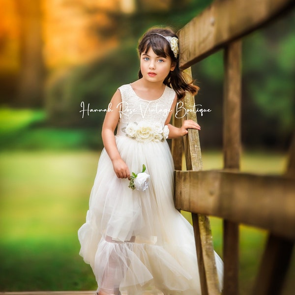 Tulle Flower Girl Dress, Ivory Flower Girl Dress, Boho Flower Girl Dress, Wedding Dress, Bridesmaid Dress, Etsy