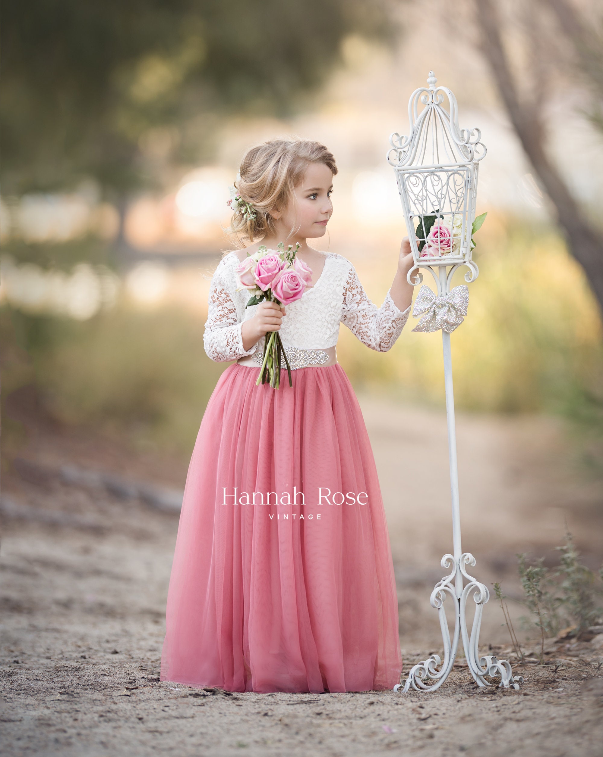 White/Ivory Flower girl dresses Dusty Rose Flower Girl Tulle | Etsy