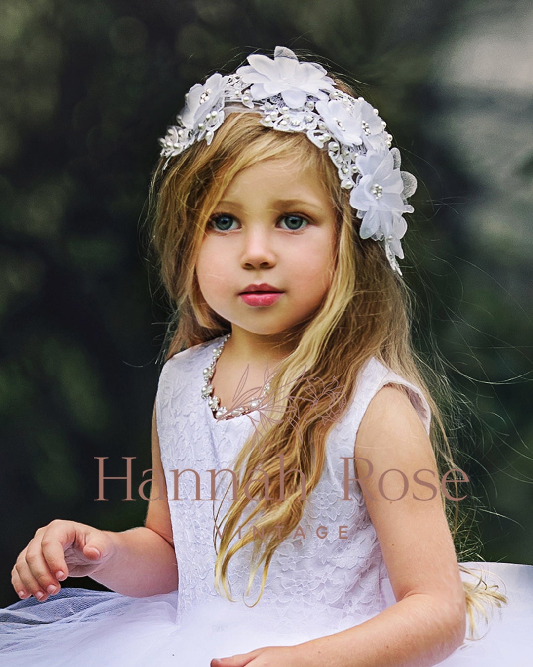 Beaded Bridal White Lace Hair Crown Flower Girl Hair - Etsy