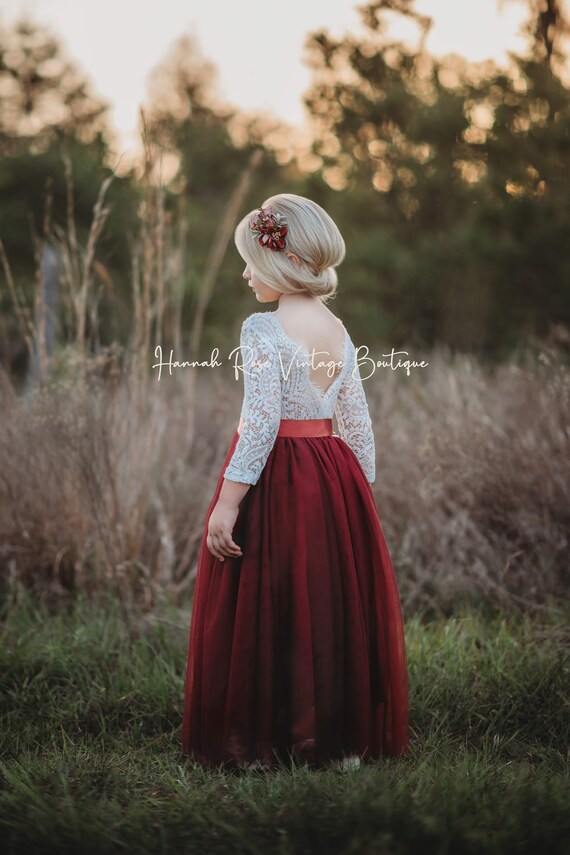 Flower Girl Dress Burgundy Toddler Flower Girl Dress Junior | Etsy