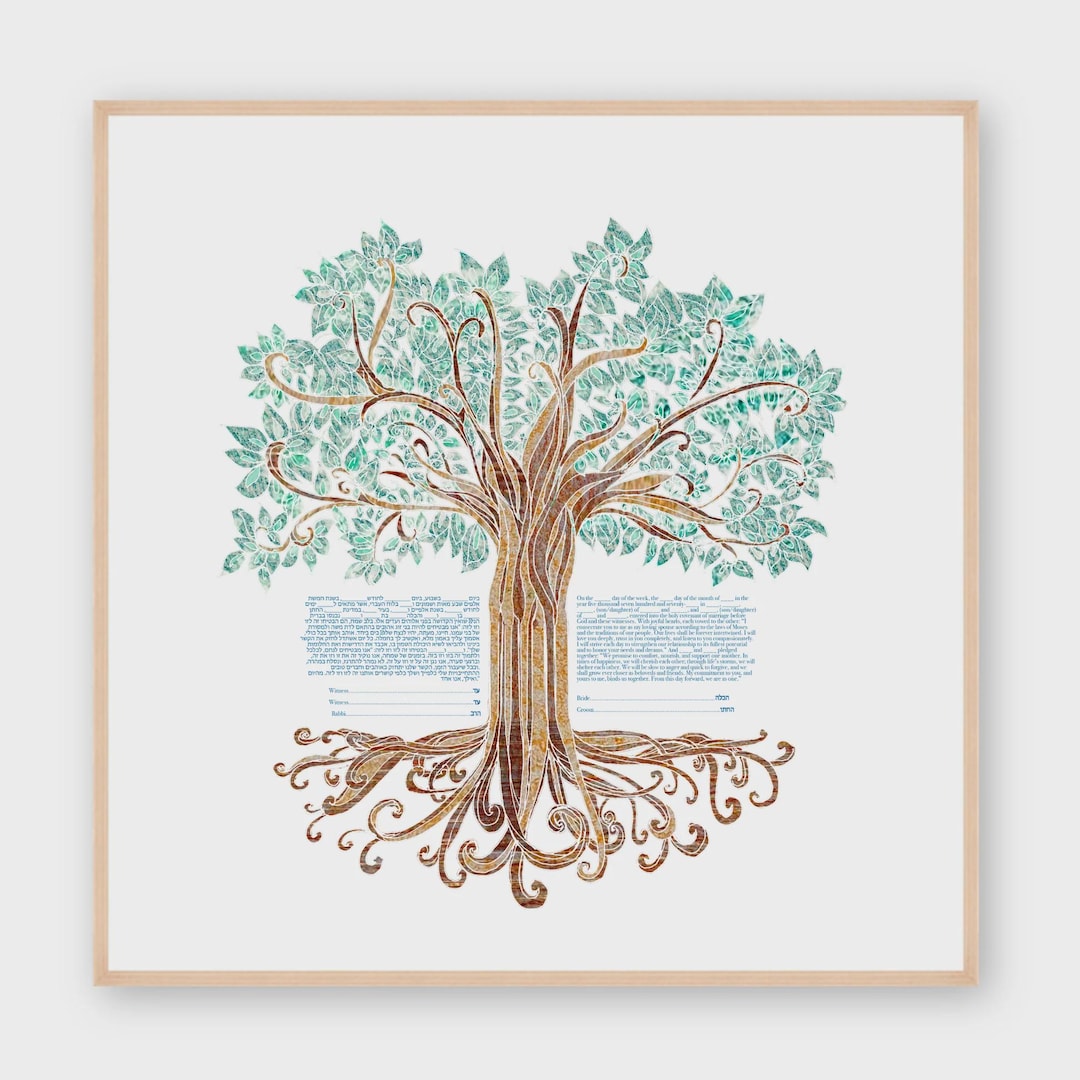 Intertwining Roots Ketubah – Tree of Life Jewish Wedding Art, Modern ...
