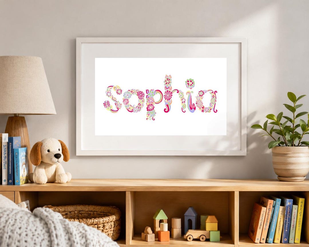 Personalized Floral Name Print | Custom Baby Girl Nursery Wall Art - Etsy