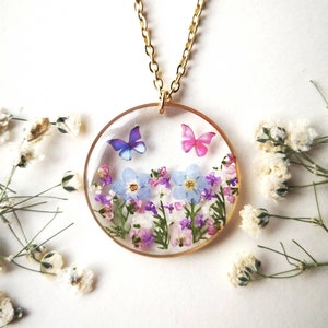 Forget Me Not Necklace,dainty Forget Me Not Jewelry, Real Flower Jewellery,Resin Jewelry, unique birthday gift, best friend gift, Chtrismas image 1