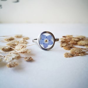 Forget Me Not Ring, Real Flower Jewellery, Silver Ring, Botanical Ring, Something Blue, Remembrance Jewelry,Gift for Women,UK Valentine Gift