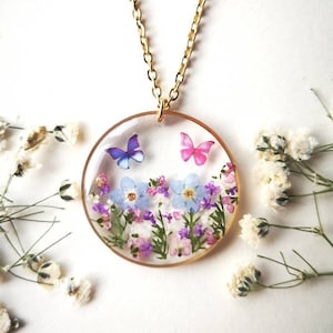 Forget Me Not Necklace,dainty Forget Me Not Jewelry, Real Flower Jewellery,Resin Jewelry, unique birthday gift, best friend gift, Chtrismas image 3