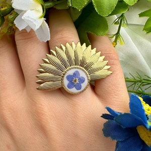 Forget Me Not Ring: Real Flower Gold Botanical Jewelry