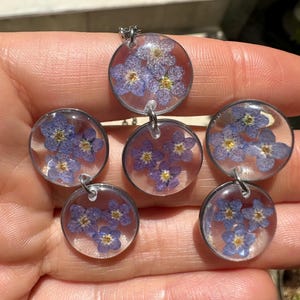 Trio of Memory,  Real Flower Necklace and Earing Set, Real Forget me not set,  Flower Jewellery,  gift for her,  birthday gift,