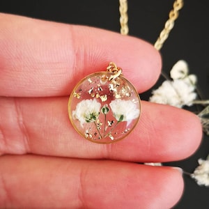 Floral Necklace,dainty Jewelry, Real Flower Jewellery,Resin Jewelry, unique birthday gift, Real Pressed Flower Necklace, Christmas UK Gift