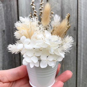 Cute MINI VASE Bucket Dried Flower BOUQUET / Boho Rustic / Preserved Dried flowers / Wedding bonbonniere / Party Favours/ Natural Tones