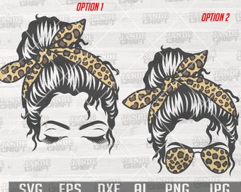 Messy Bun Hair Leopard svg | MomLife Shirt png | Mom Life Cutfile | Best Mom Gift Idea | Mother's Day Shirt png | Mama Stencil | Mommy dxf