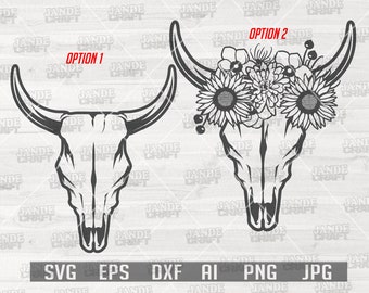 Download Floral Cow Skull Svg Etsy
