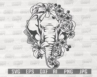 Download Floral Elephant Svg Etsy