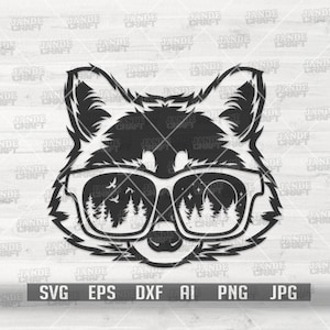 Wasbeer Forest Scene svg | Prullenbak Panda Clipart | Trashy Cat Cutfile | Woodland dieren stencil | Wild Life-shirt png | Leuke coole wasbeer dxf