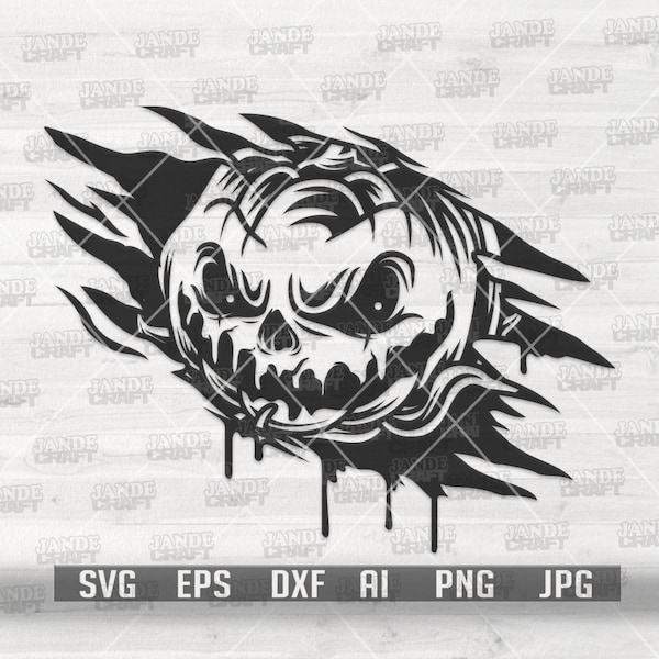 Scratch Pumpkin svg | Happy Halloween T-shirt Design png | Horror Cut File | Scary Pumpkin Clipart | Creepy Scratch Stencil | Spooky Boo dxf