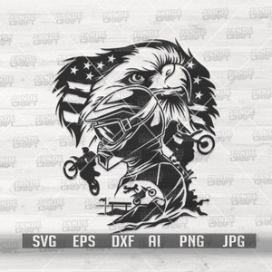 US Eagle Motorcross scène svg | Clipart de moto | Chemise de papa motard png | Motard dxf | Fichier de coupe de sports extrêmes | Pochoir Big Bike Rider