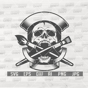 Painter Skull svg | Painter svg | Painting Shirt svg | Painter png | Painter Clipart | Skull svg | Painting Brush svg | Painting Tools svg