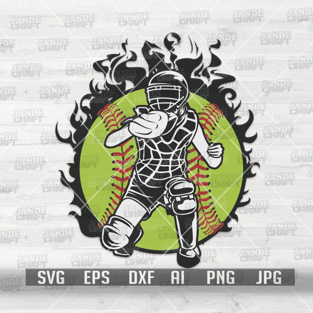 Softball Player Svg Catcher Cut File Pitcher Clipart Center Field