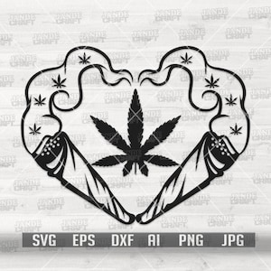 Joint de mauvaise herbe coeur svg | Chemise 420 png | Svg cannabis | Clipart de marijuana | Pochoir pour joint de tabagisme | Coupe-herbe pour fumer de l'herbe | Cool Dope dxf