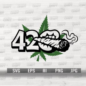 420 lèvres fumeurs | SVG | Couper des fichiers | émoussé | Commune | Mauvaise herbe | Marijuana Svg