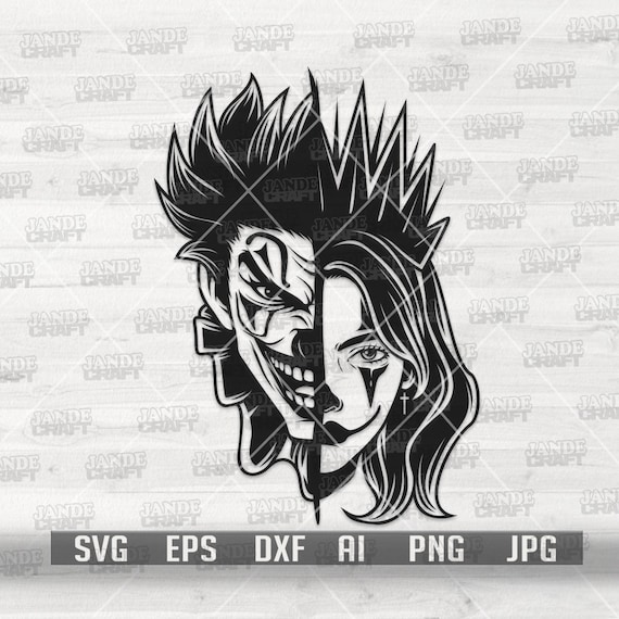 Joker and Chic Svg | Gangster Clown Cutfile | Hippie Queen Clipart