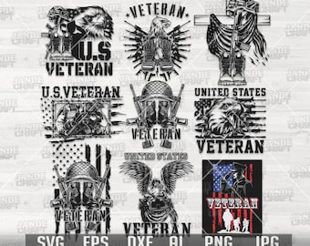 Veteran SVG Bundle | Patriotic T-design png | Military Dad Clipart | Soldier Dad Gift Idea | US Army Gift Idea | Navy Marine Cut File DXF