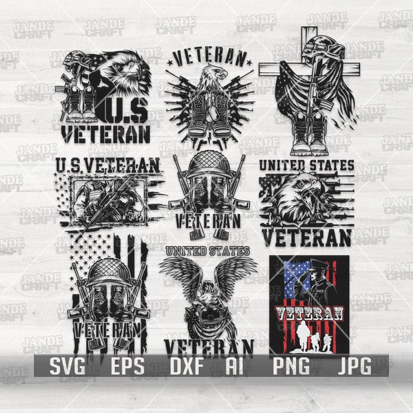 Veteran SVG Bundle | Patriotic T-design png | Military Dad Clipart | Soldier Dad Gift Idea | US Army Gift Idea | Navy Marine Cut File DXF