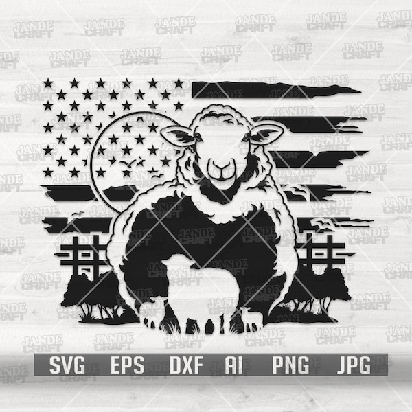 US Sheep Scene svg | Sheep svg | Farm Animal svg | Farm Life svg | Sheep Clipart | Sheep Cutfile | US Sheep Monogram dxf | US Farm Owner svg