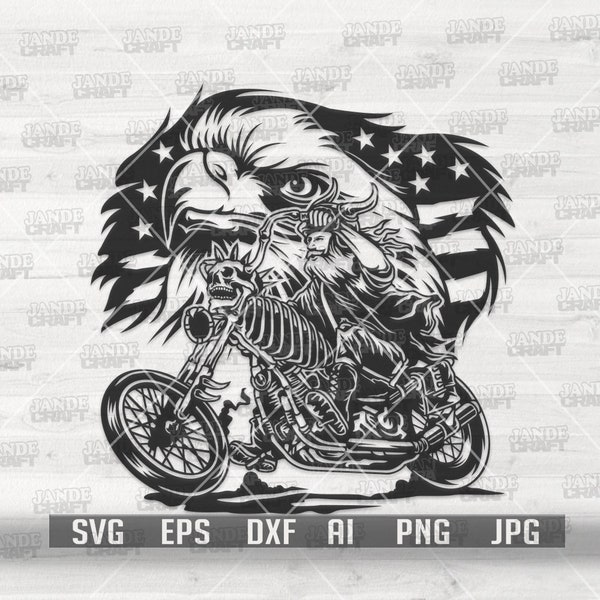 US Eagle Biker svg | Big Bike Rally Clipart | Biking Dad Shirt png | Extreme Sports Cutfile | Motorbike Club dxf | USA Motorsports Rider dxf