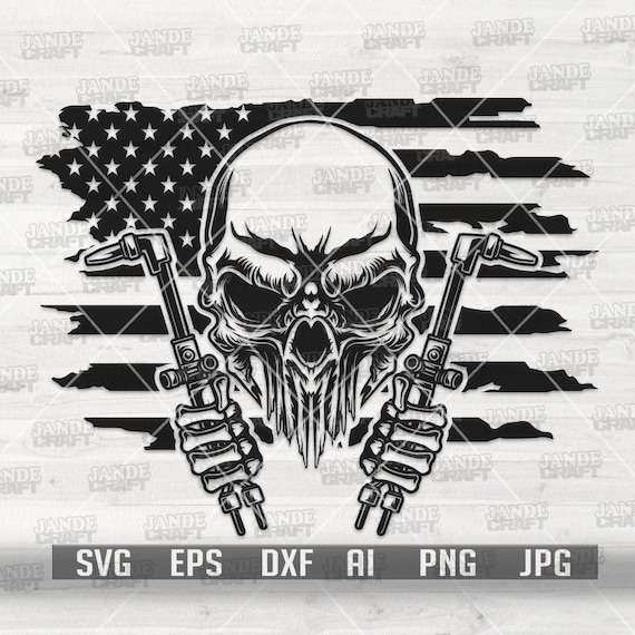 US Welder Skull svg | Welding Torch Clipart | Welding Tools Cut File | Welder Dad Gift Idea T-shirt Design png | Iron Fitter Repairman dxf