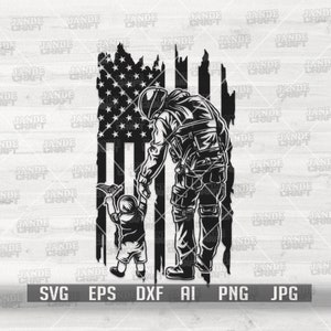 Amerikaanse soldaat vader en zoon svg | Militaire papa clipart | Veteraan cadeau-idee | Patriottisch overhemd png | Amerikaanse legerstencil | Marine, Marine, Luchtmacht