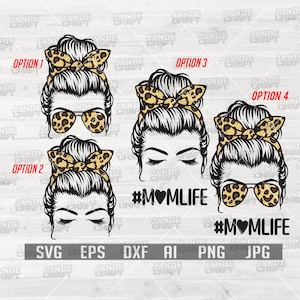 Mom Life Leopard Bundle svg | Mom Life SVG Bundle | Mom Life png | Mom Shirt svg | Mom Life Clipart | Leopard Mom svg | Messy Bun Hair svg