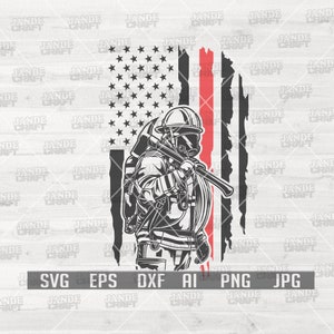 USA Firefighter svg | First Responder Clipart | Fire Fighter Dad Gift Idea T-shirt Design png | Red Thin Line Cut File | Fireman Tools dxf
