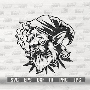Unkraut svg | Gnome Rauchen Gemeinsame svg | Cannabis Clipart | Marihuana Cut-Datei | Alte mystische Glücks-Wichtel Schablone | Weed Shirt png | 420 svg