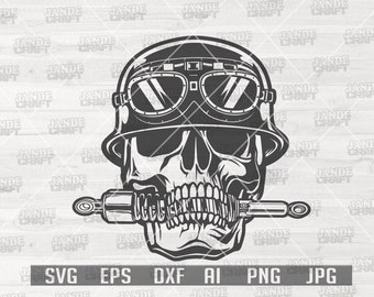 Biker schedel Svg | Biker-svg | Bikershirt | Biker gesneden bestanden || Biker-clipart | Monogram motorrijder | Motorrijder png | Sticker motorrijder | Sticker biker