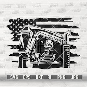US Truck Driver Skull svg | Trucker Dad Gift Idea | Skeleton Driving 10 Wheeler Vehicle Clipart | Truck Shop Monogram Cut File| Dad Life png