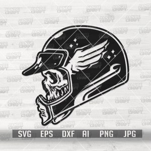 Biker schedel helm svg | Motor clipart | Ruiter Papa Stencil | Sportfiets dxf | Cutfile voor extreme sporten | Motorfiets Full Face Gear dxf jpg