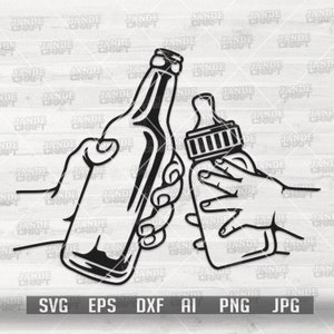 Papa bière bébé lait svg | à la main des cliparts | Nouveau t-shirt bébé png | Meilleur papa cutfile | pochoir fête des pères | Idée cadeau papa dxf | Boisson alcoolisée