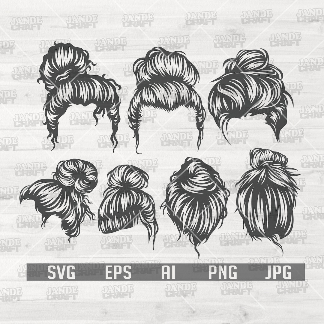 7 Bun Hairs Bundles Messy Hairs Svg Messy Hair Bundle Hair Styles Svg