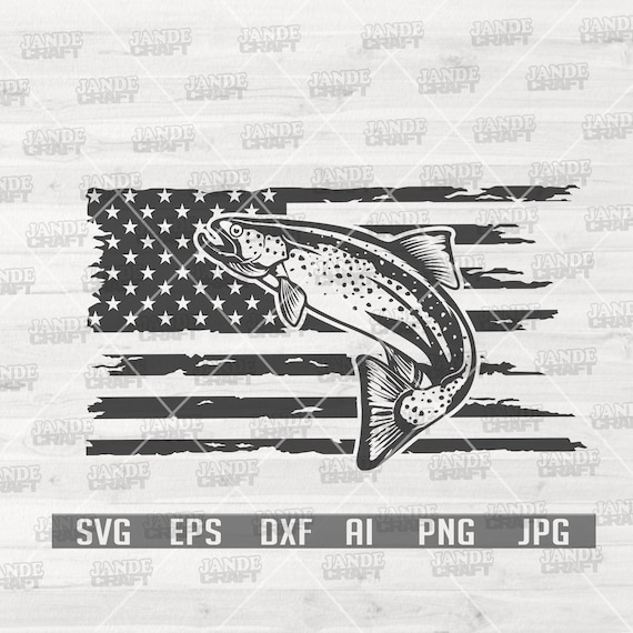 USA Flag Trout Fish | Trout Svg | USA Fishing svg | Trout Fish Clipart |  Fishing Svg | Fishing Cut Files | Trout Fish Svg | US Fishing Shirt