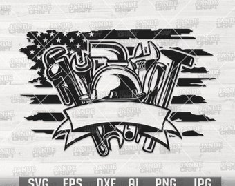 US Plumber Tools svg | Pipe Fitter Clipart | US Plumbing Monogram | Plumber Cut File | Pipe Repair Stencil | Pipe Wrench dxf | Repairman png