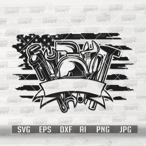 US Plumber Tools svg | Pipe Fitter Clipart | US Plumbing Monogram | Plumber Cut File | Pipe Repair Stencil | Pipe Wrench dxf | Repairman png