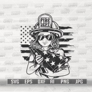 US Firefighter Wife svg / Fireman Lady Cutfile / Fire Fighter Shirt png / First Responder Clipart / Emergency Rescue / Red Thin Line Stencil