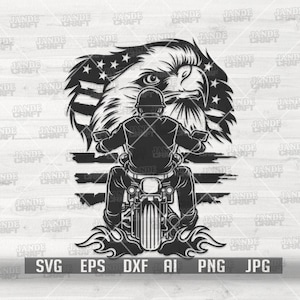 US Eagle Biker svg | Große Fahrrad Rallye Clipart | Motorrad Cutfile | Motorradfahrer dxf | Bike Club Shirt png | Extremsport Dad Schablone
