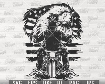 US Eagle Biker svg | Große Fahrrad Rallye Clipart | Motorrad Cutfile | Motorradfahrer dxf | Bike Club Shirt png | Extremsport Dad Schablone