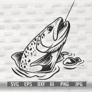 Trout Fishing svg | Lake Angler Cutfile | Fisherman Shirt png | Angling Dad Gift Idea dxf | Trout Fish Stencil | Fishing Tournament Clipart