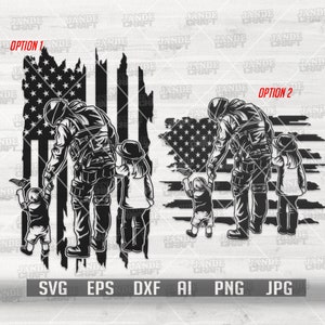 Amerikaanse soldaat vader zoon dochter svg | Militaire papa clipart | Veteraan cadeau-idee | Patriottisch overhemd png | Legerstencil | Marine, Marine, Luchtmacht
