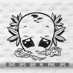 Alien Smoking Weed svg | High Stoner Cutfile | Dope UFO Schablone | Cannabis Clipart | Marihuana Shirt png | Rasta 420 dxf | Dope Kush Leben