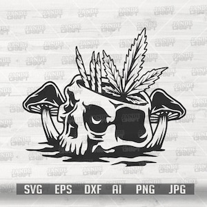 Schädel Unkraut Pilz svg | Cannabis Blatt Clipart | Marihuana Stoned dxf | Rasta 420 Shirt png | Pilze Pilze Cutdatei | Sehr guter Rauchverzehrer